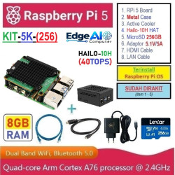 KIT-5K(256)  Edge AI Computer Raspberry Pi 5 (8GB RAM) HAILO-10H (40-TOPS RAM 8GB) MicroSD 256GB